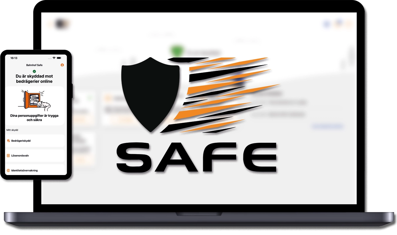 Mockup av Bahnhof Safe mobil och desktop