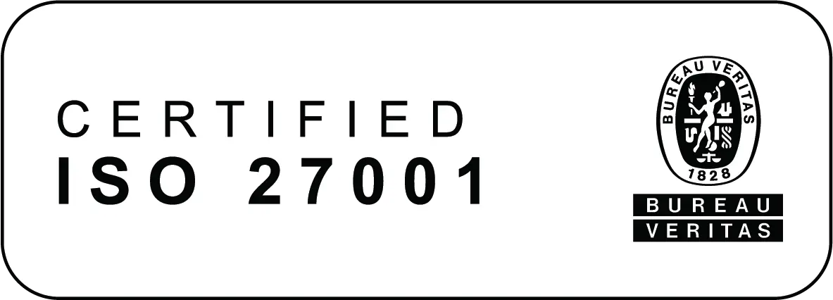 Logga för ISO 27001-certifiering.