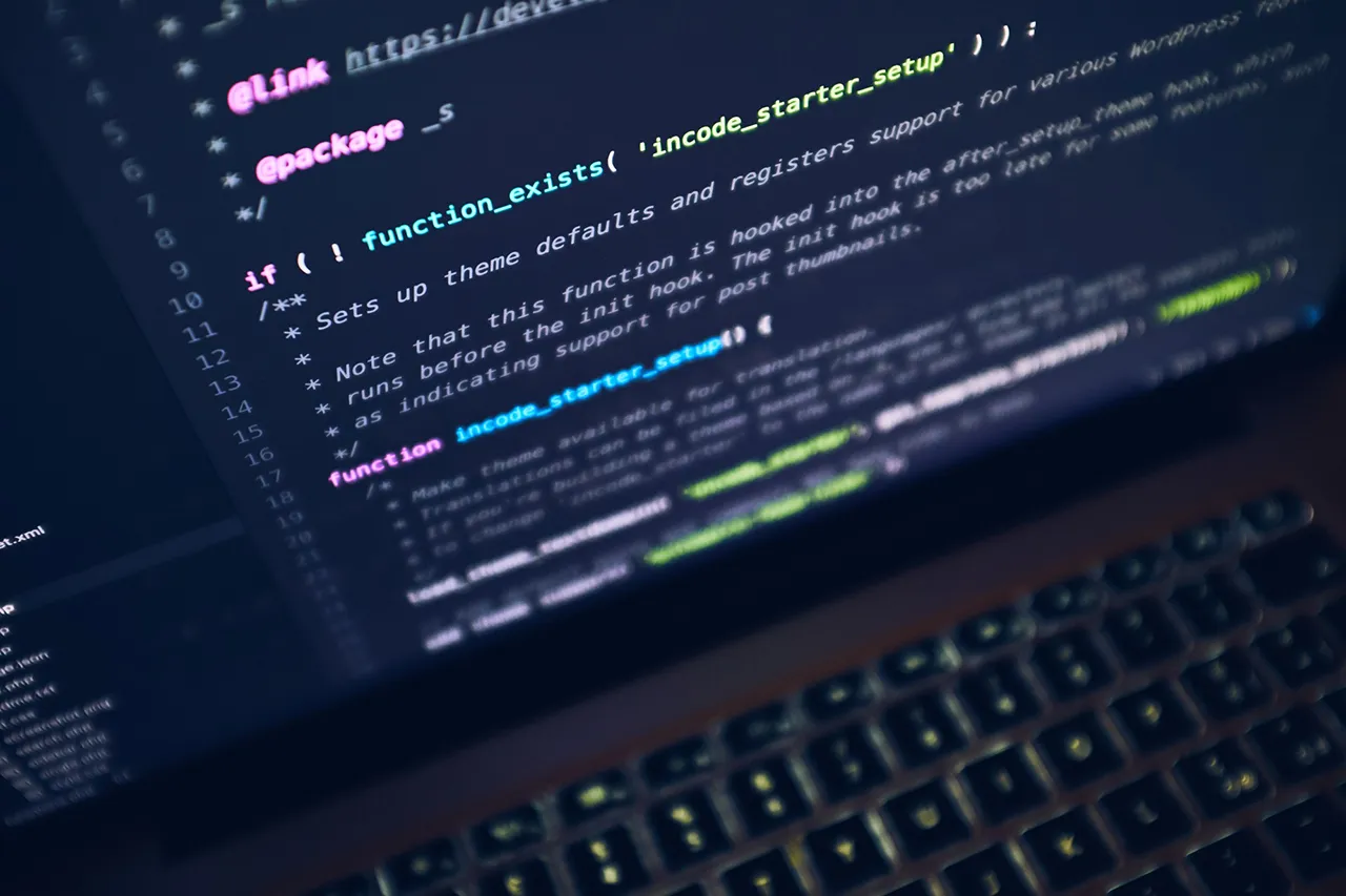 Laptopskärm som visar PHP-kod.